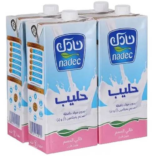 نادك حليب خالي الدسم طويل الامد 1لتر 4حبة