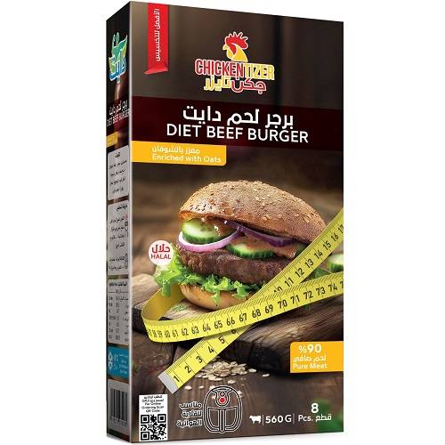 تشكن تايزر برجر لحم دايت معزز بالشوفان 8قطع 560جم
