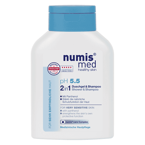 نوميس ميد 2في1 جل استحمام وشامبو بدرجة حموضة 5.5 للبشرة الحساسة جدا 200مل