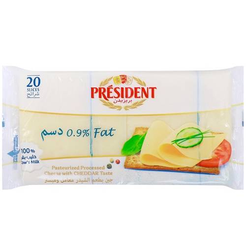 بريزيدن شرائح جبن بطعم الشيدر معامل مبستر 20شريحة 400جم