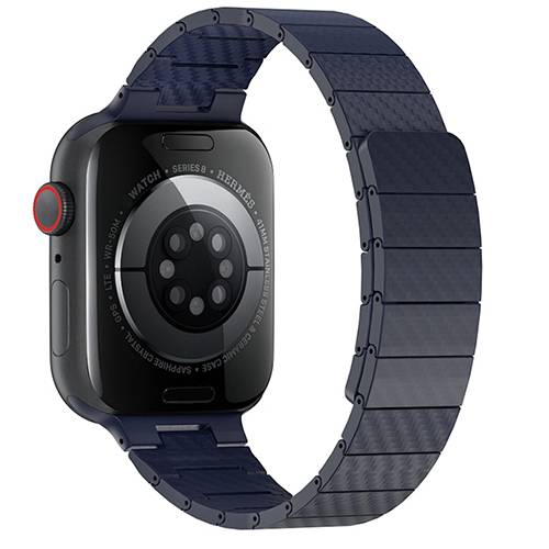 ويوو سوار الساعة من الياف الكربون مغناطيسي 42/44/45/49ملم باللون الازرق