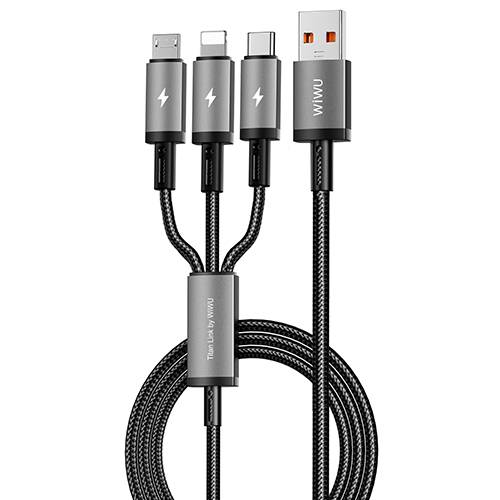 ويوو تايتن لينك سيريز كابل شحن USB الى Type C ومايكرو USB وLightning بقوة 66واط 1.2م