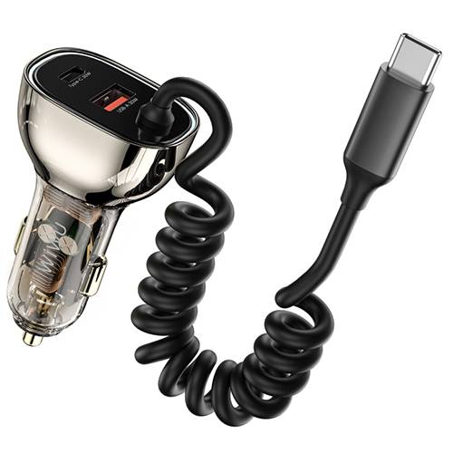 ويوو شاحن سيارة سريع بقدرة 90واط اسود شفاف