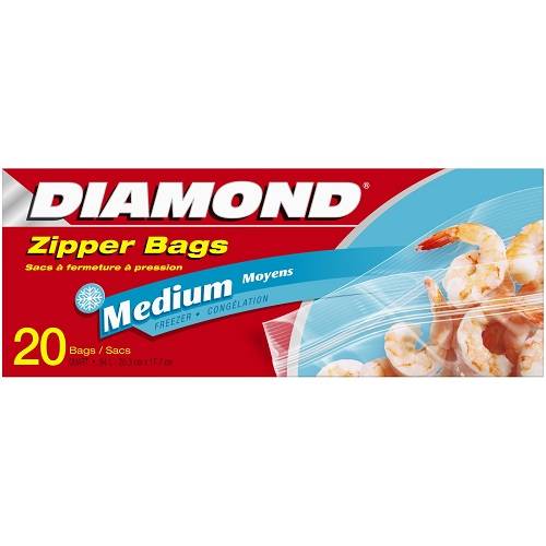 دايموند اكياس فريزر بسحاب حجم وسط 20كيس