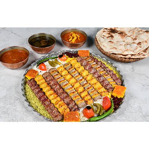 صينية ميكس عيش وكباب