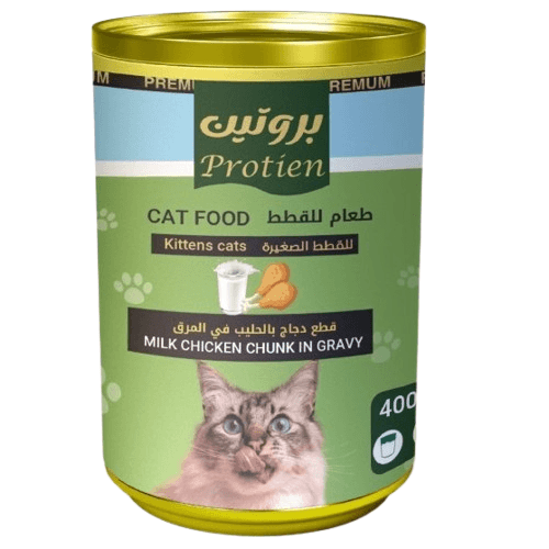 بروتين بريميم طعام للقطط الصغيرة بنكهة الدجاج مع الحليب في المرق 400جم