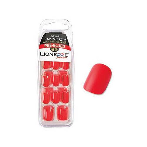 ليونيس اظافر صناعية لاصقة احمر