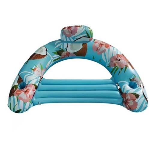 مسبح مائي قابل للنفخ بمقعد خلفي للكبار مزود بفتحة لكوب الشرب الشكل جوز الهند