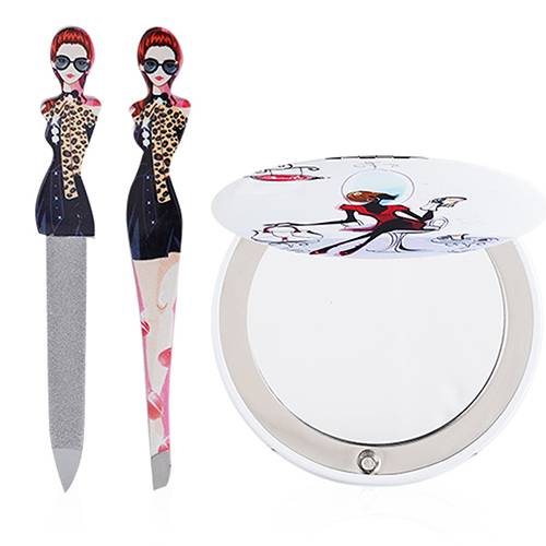 مجموعة اكسسوارات تجميل باللونين الاسود والاصفر