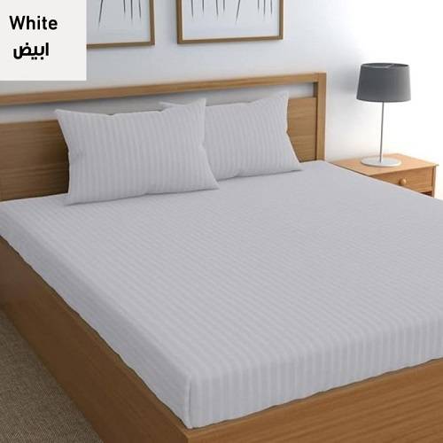 ملاءة سرير مزدوجة مطاطة 160x200سم ابيض موديل رقم.P309
