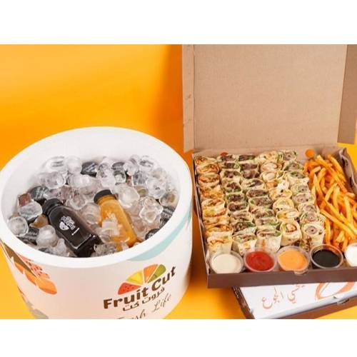 بوكس صاج 10ساندويتش مقطع مع ايس بوكس عصير 12حبة مشكل