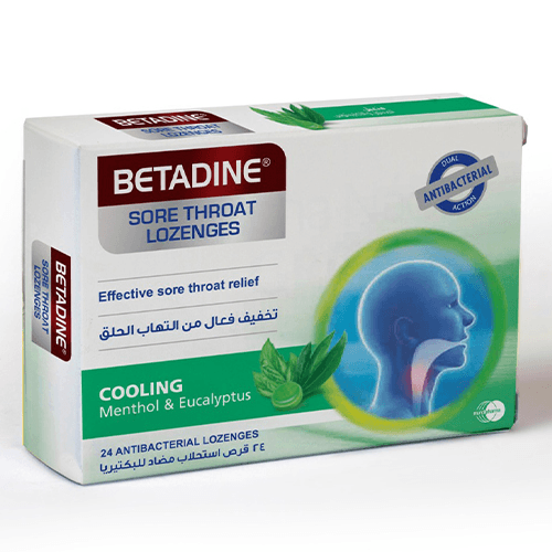 بيتادين تخفيف فعال لالتهاب الحلق باستخدام المنثول والاوكالبتوس 24قرص استحلاب.113936