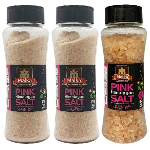 مالكا ملح الهيمالايا الوردي ناعم 500جم 2حبة + ملح الهيمالايا الوردي خشن 500جم