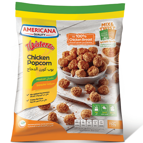 امريكانا بوب كورن الدجاج تويسترز 750جم