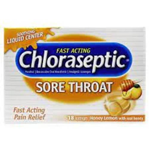 كلوراسيبتك اقراص التهاب الحلق لتخفيف الام الحلق واحساس الحرقة بنكهة العسل والليمون 18قرص استحلاب.107290