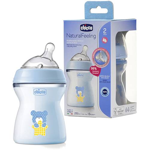 شيكو ناتشورال فيلينج زجاجة رضاعة مضادة للمغص للاطفال من عمر 2اشهر+ 250مل