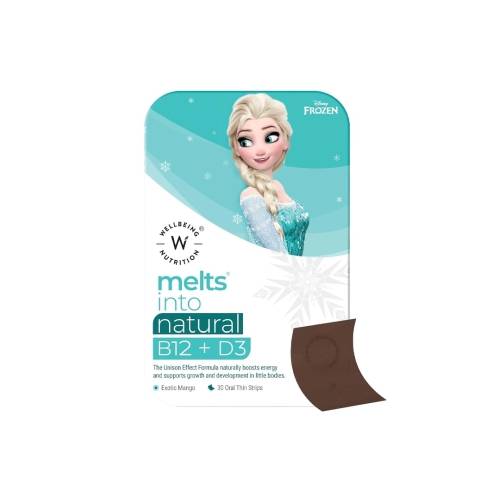 ويل بيينج نيوترشن ميلتس فيتامين ب12 + د3 طبيعي شرائط فموية رفيعة للبنات بنكهة المانجو الاستوائية 30شريحة