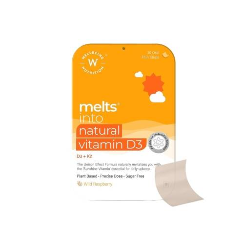 ويل بيينج نيوترشن ميلتس فيتامين دال طبيعي شرائط فموية رفيعة بنكهة التوت البري 30شريحة