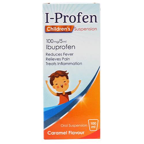 اي بروفين 100مجم/5مل خافض للحرارة مسكن للالام مضاد للالتهاب بالكراميل للاطفال 100مل.G07098