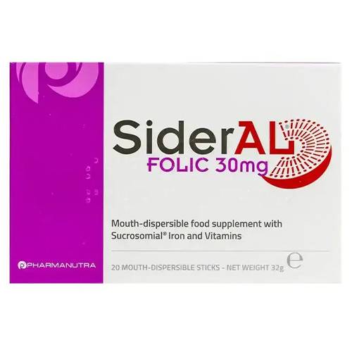 سيدرال حمض الفوليك 30مجم مكمل غذائي لعلاج فقر الدم 20كيس