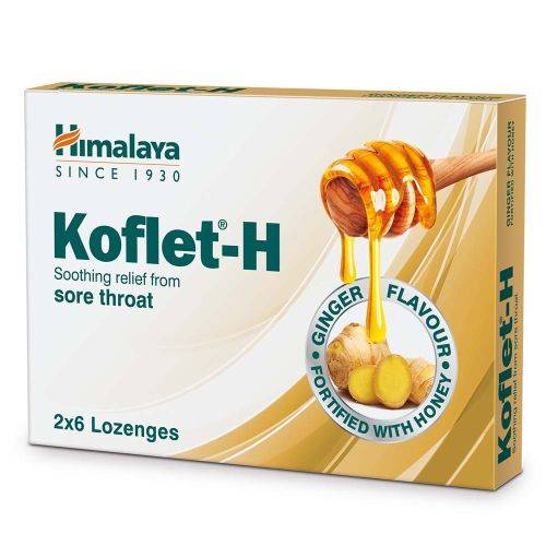هيمالايا كوفليت اتش استحلاب لتهدئة وتخفيف التهاب الحلق بالزنجبيل والعسل 12قرص استحلاب.108473
