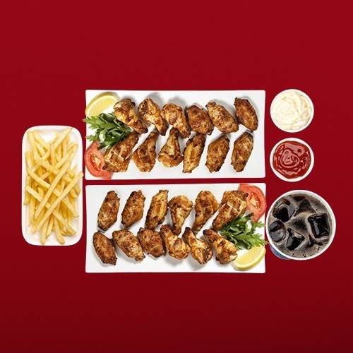 وجبة دبل اجنحه مشويه