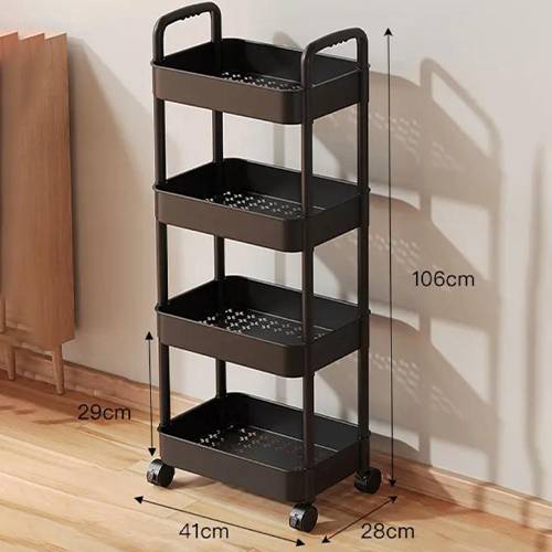 عربة تخزين بلاستيكية مكونة من 4طبقات اسود موديل رقم.K1395