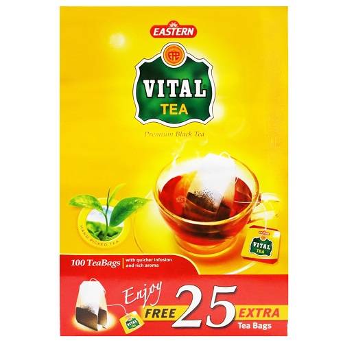 فيتال شاي اسود ممتاز 3جم 100كيس + 25مجانا