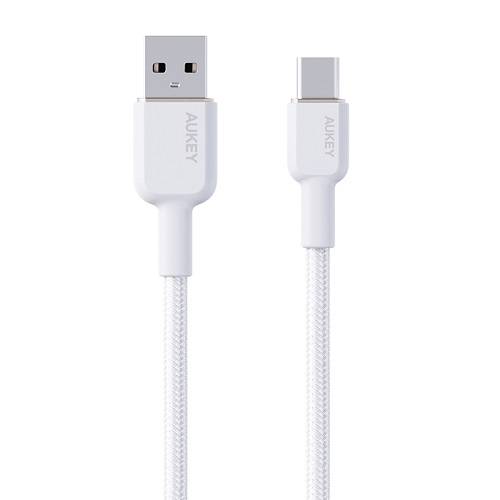 اوكي كابل USB الى Type C مضفر من النايلون 1م  ابيض موديل رقم.CBNAC1