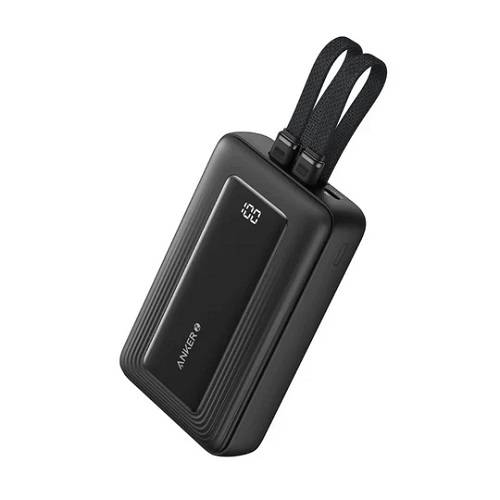 انكر زولو باور بنك سريع قدرة 20000ملي امبير 30واط مع كابلات Type C وكابلات لايتنينج مدمجة اسود