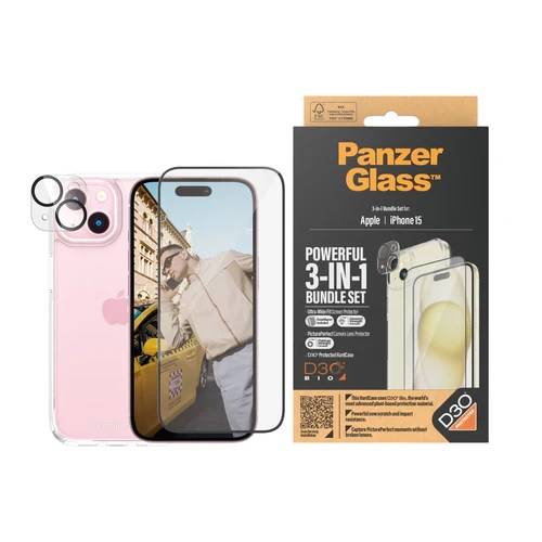 بانزر جلاس حزمة 3 في 1 لايفون 15 برو مع D3O خصوصية شفاف موديل رقم.B1173+2810
