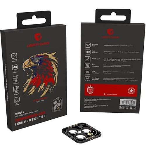 ليبرتي جارد زجاج حماية لعدسات كاميرا ايفون15 برو/ برو ماكس مع مجموعة التركيب