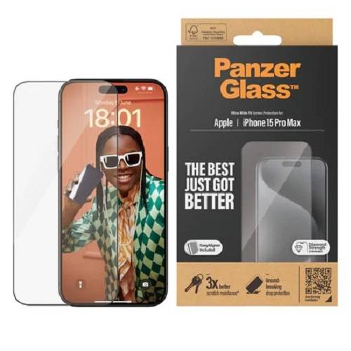 بانزر جلاس واقى شاشه ايفون 15 برو ماكس مع خاصيه UWF شفاف موديل رقم.2812