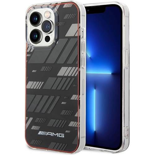 ايه ام جي حافظة حماية بطبقة شفافة مزدوجة بنمط كربون II لجوال ايفون 14 برو اسود