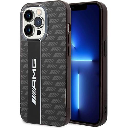 ايه ام جي حافظة حماية بطبقة شفافة مزدوجة بنمط كربون II لجوال ايفون 14 برو ماكس اسود