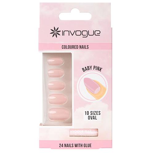 انفوج اظافر ملونة بيضاوية 24قطعة بيبي بينك