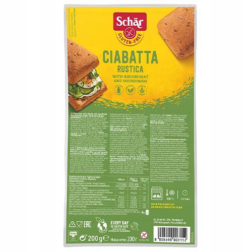 شار خبز سياباتا روستيكا بني طبيعي خالي من الجلوتين 200جم