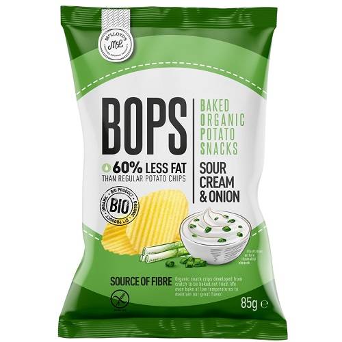 بوبس سناك البطاط العضوي مع الكريمة الحامضة والبصل 85جم