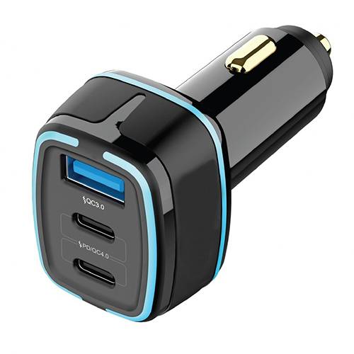 بورودو شاحن سيارة 20واط متعدد المنافذ QC3.0 و PD مزدوج 20واط و 65واط اسود موديل رقم.PDC2PDBK0