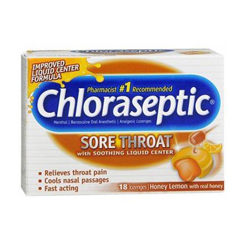 كلوراسيبتيك اقراص استحلاب التهاب الحلق لتخفيف الام الحلق واحساس الحرقة بنكهة العسل والليمون 18قرص استحلاب