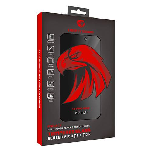 ليبرتي جارد واقي شاشة من الزجاج المقوى بحواف مستديرة خصوصية لهاتف ايفون 14برو ماكس مع مجموعة التثبيت