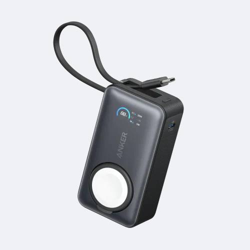 انكر ماج جو باور بنك 10000مللي امبير 35واط لساعة ابل وكابل مدمج Type C اسود موديل رقم.A1657H11 