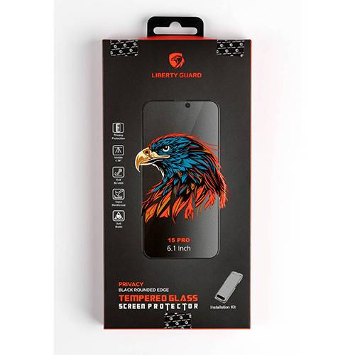 ليبرتي جارد واقي شاشة من الزجاج المقوى لحماية الخصوصية ايفون 15برو مع مجموعة التثبيت
