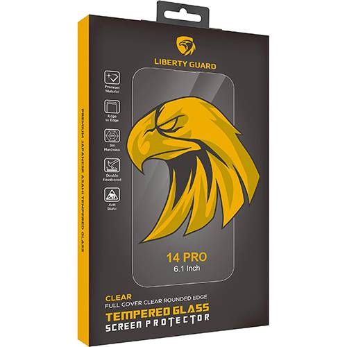 ليبرتي جارد شاشة حماية كاملة مع زجاج لامع مضيء 2.5D لجهاز iPhone 14 برو لامع موديل رقم.LGLCLRBRE14P