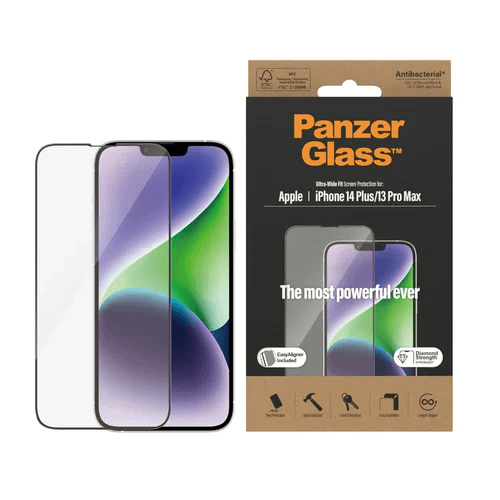 بانزر جلاس واقي شاشة ابل ايفون 14 بلس 13 برو ماكس مع خاصيه UWF وخاصيه المحاذاه السهله رقم.2785