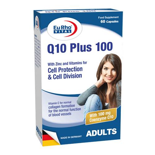 يورو فيتال كيو10 بلس 100 مكمل غذائي لحماية الخلايا وتقسيمها 60كبسولة