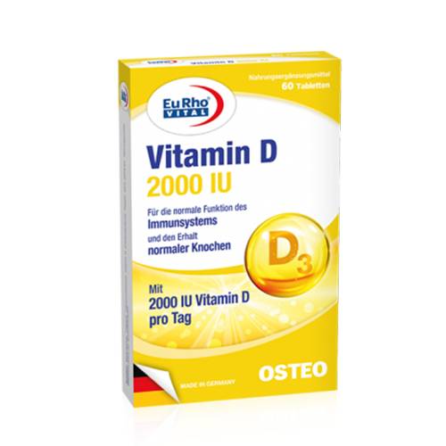 يورو فيتال فيتامين د 2000IU مكمل غذائي لتعزيز المناعة 60قرص