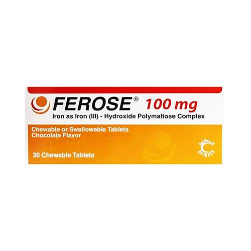 فروز 100مجم مكمل غذائي لعلاج فقر الدم بنكهة الشوكولاتة 30قرص قابل للمضغ