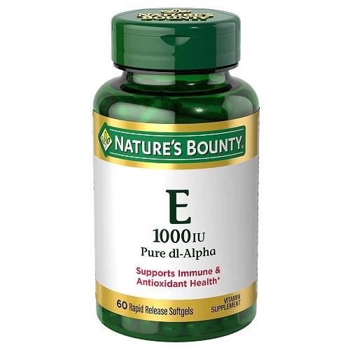 ناتشرز باونتي فيتامين هـ 1000وحدة دولية يعزز المناعة ويعمل كمضاد للاكسدة 60كبسولة هلامية