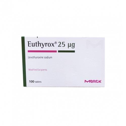 يوثيروكس 25مكجم لعلاج قصور وتضخم الغدة الدرقية 100قرص